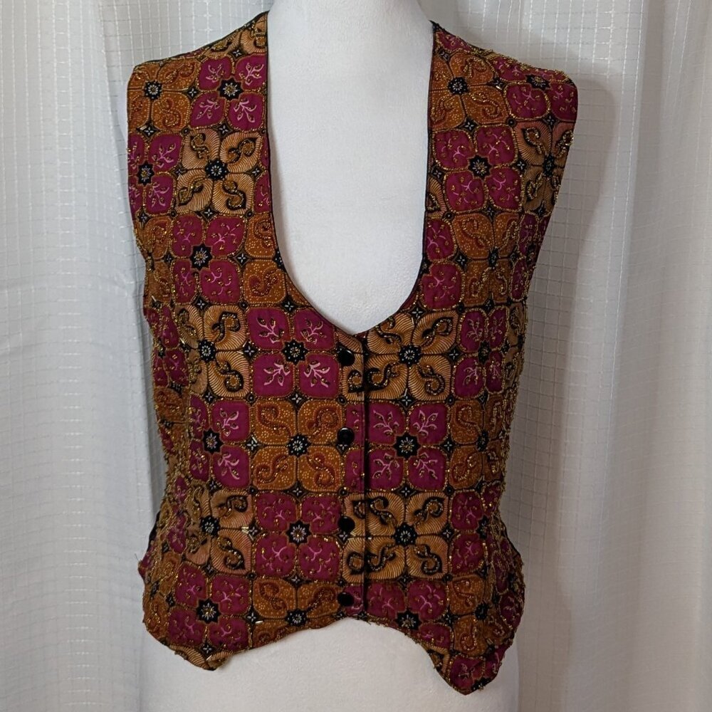 Let's Get Wealthy Beaded Front Vest, Adjustable Back, Size L